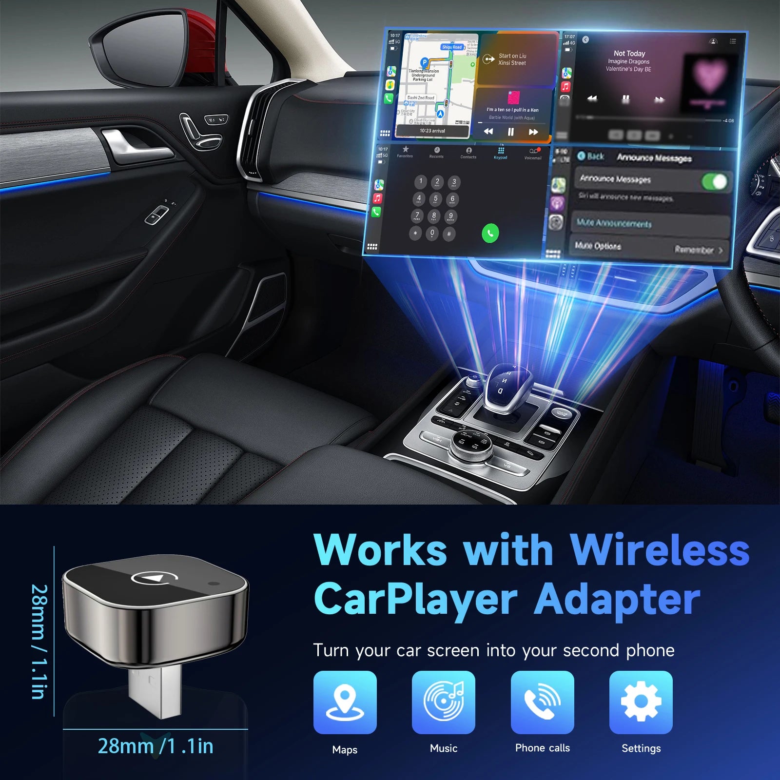 Wireless Carplay Adapter for iPhone and Android