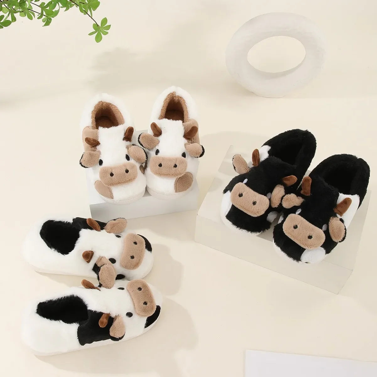 Cartoon Cow Slippers