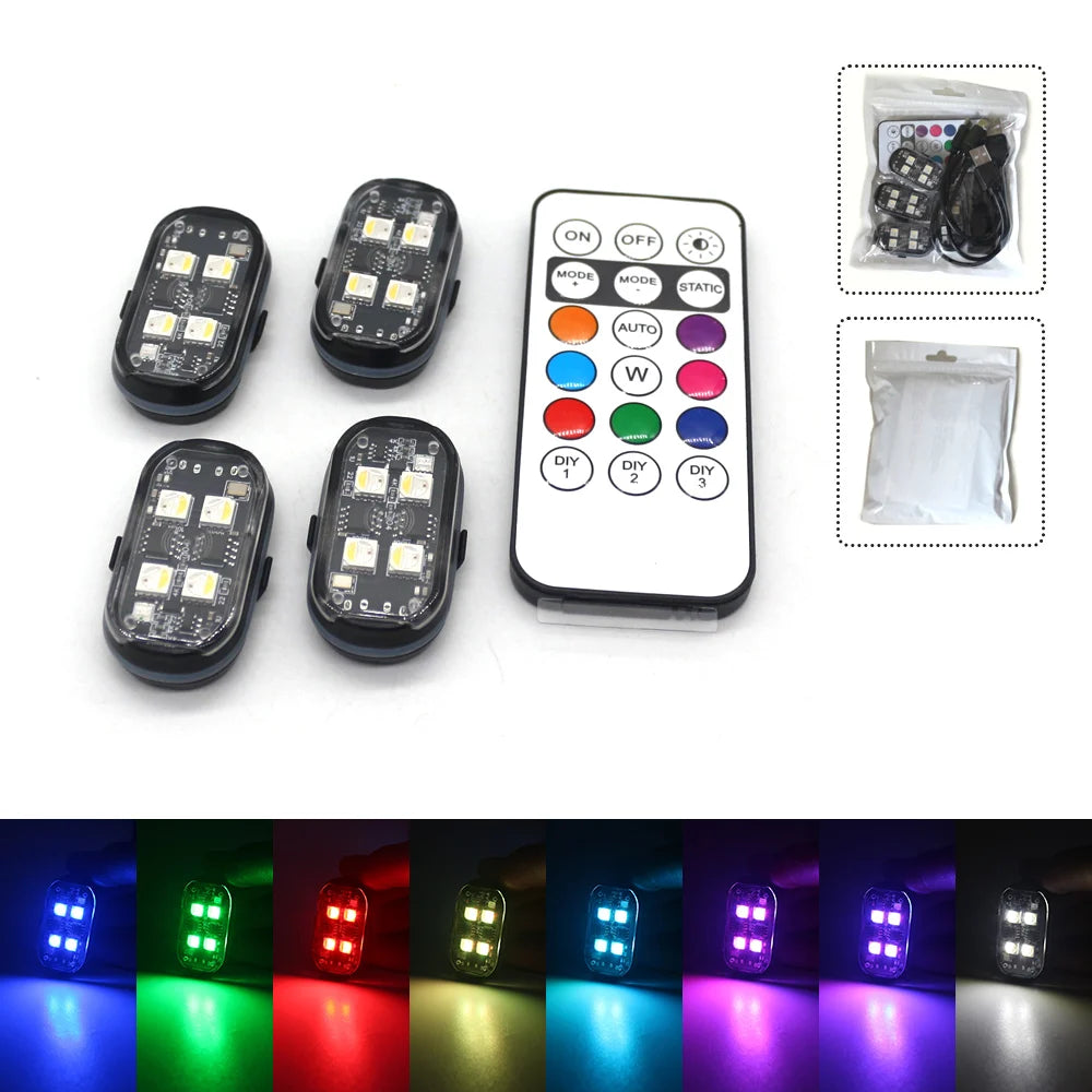 Car Interior Decorative Light, Changing Car LED Light with Remote Control,