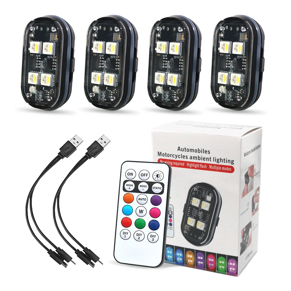 Car Interior Decorative Light, Changing Car LED Light with Remote Control,