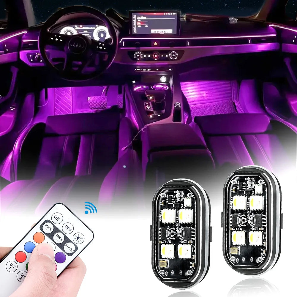 Car Interior Decorative Light, Changing Car LED Light with Remote Control,